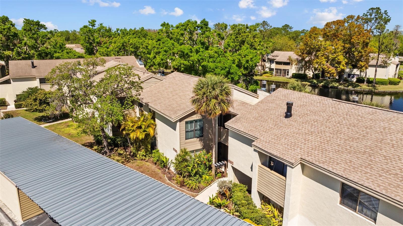 Side aerial view of front of building