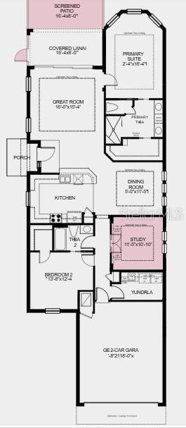 Structural options added include: extended garage forward by 4ft., private study, and extended screened patio.