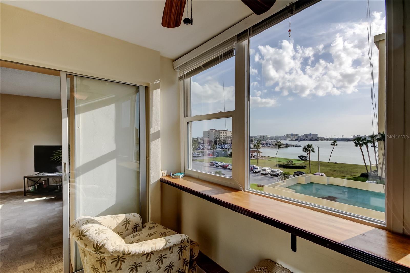 View from Florida Room with Living Room on the Left and Intracoastal View