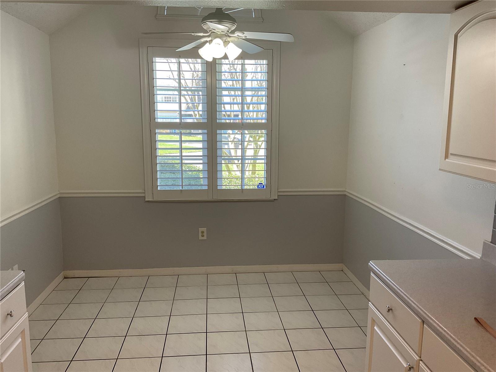 Dining area with west sun setting window