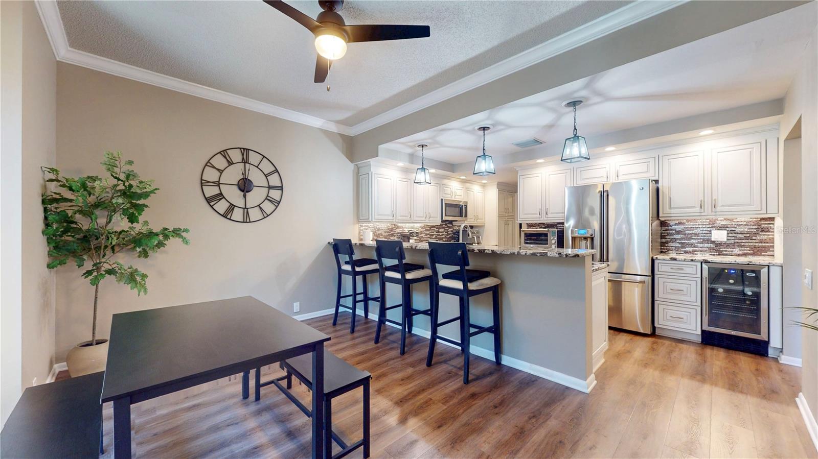 Kitchen from back corner of dinette area