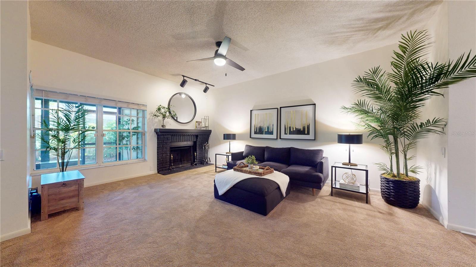 Living room with fireplace