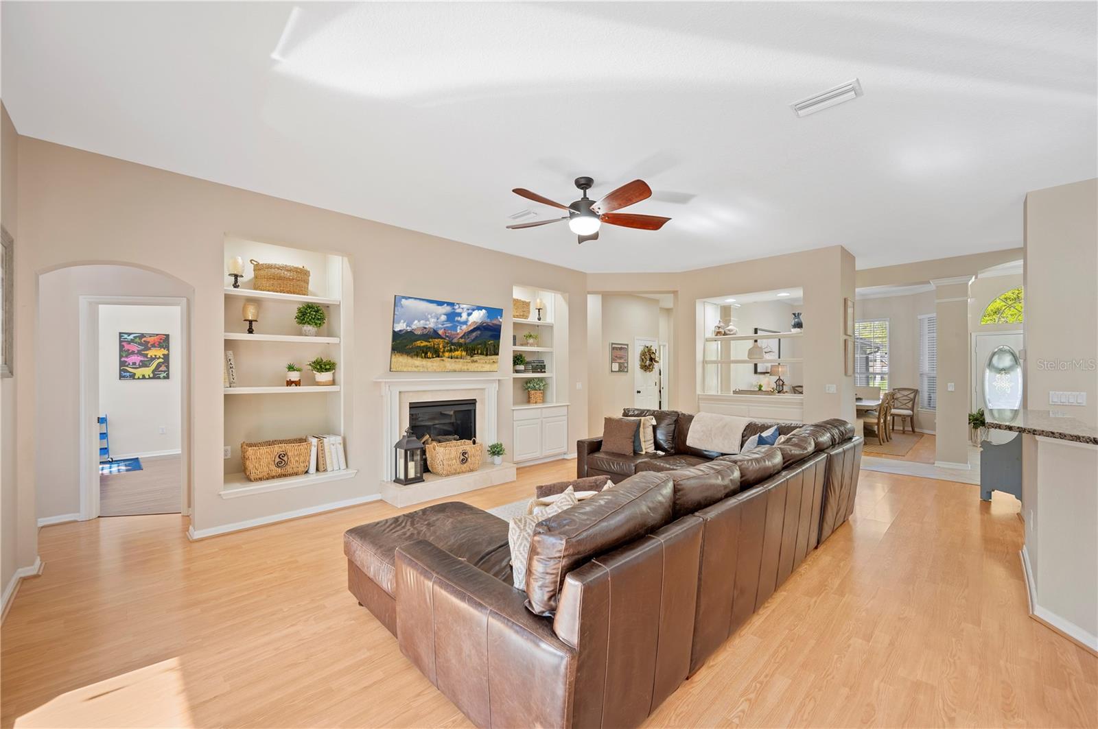 Grand Room with custom built ins.