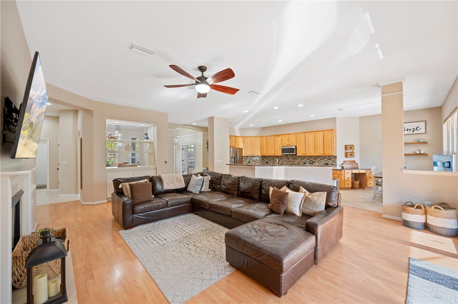 Large Grand Room with gas fireplace.