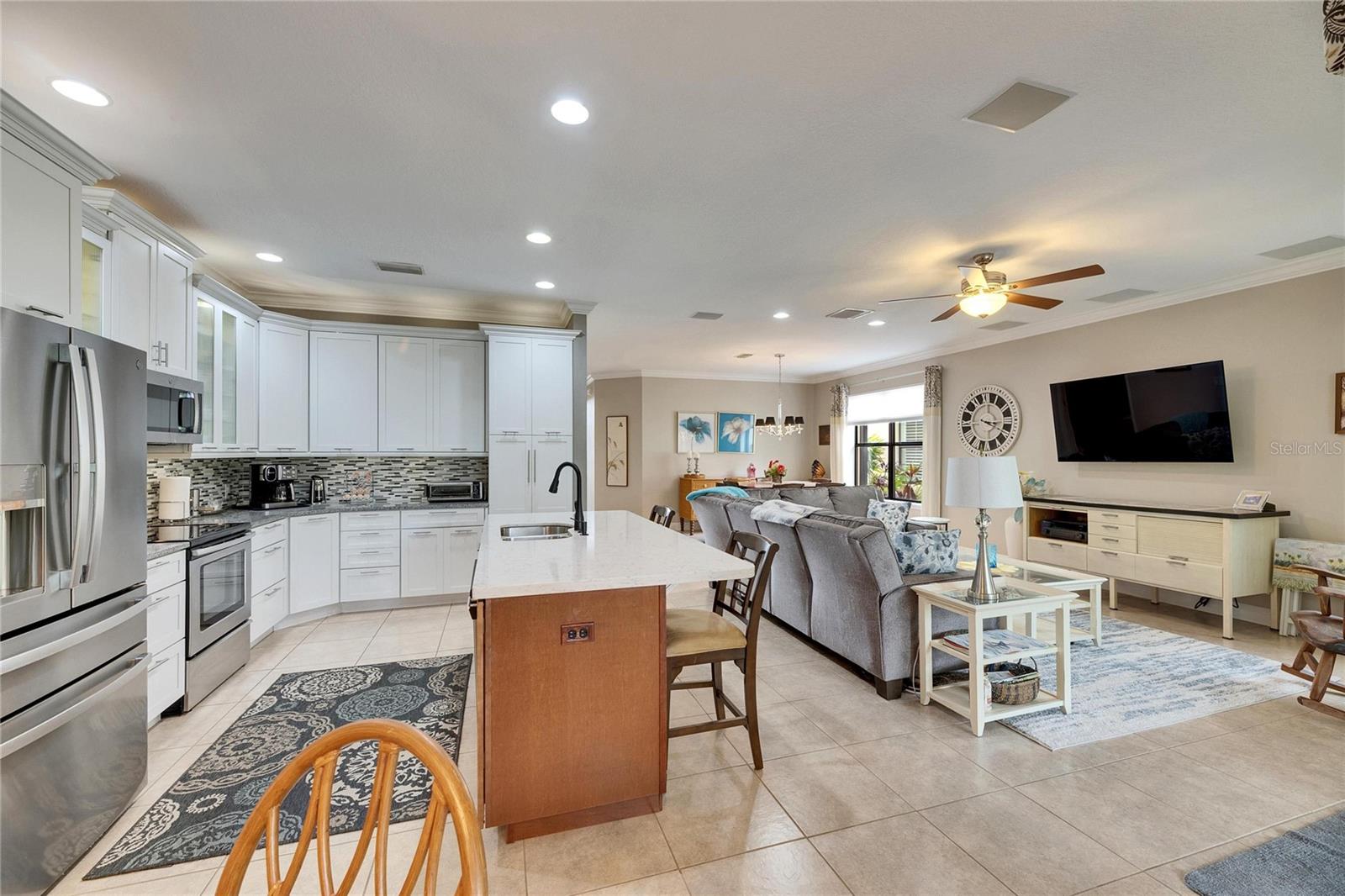 Updated kitchen and living room.