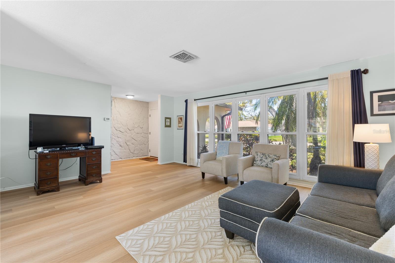 Floor to ceiling windows in living room