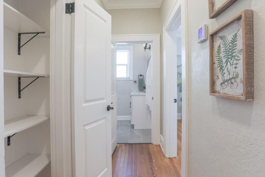 Hall Linen Closet and Entry to Bathroom