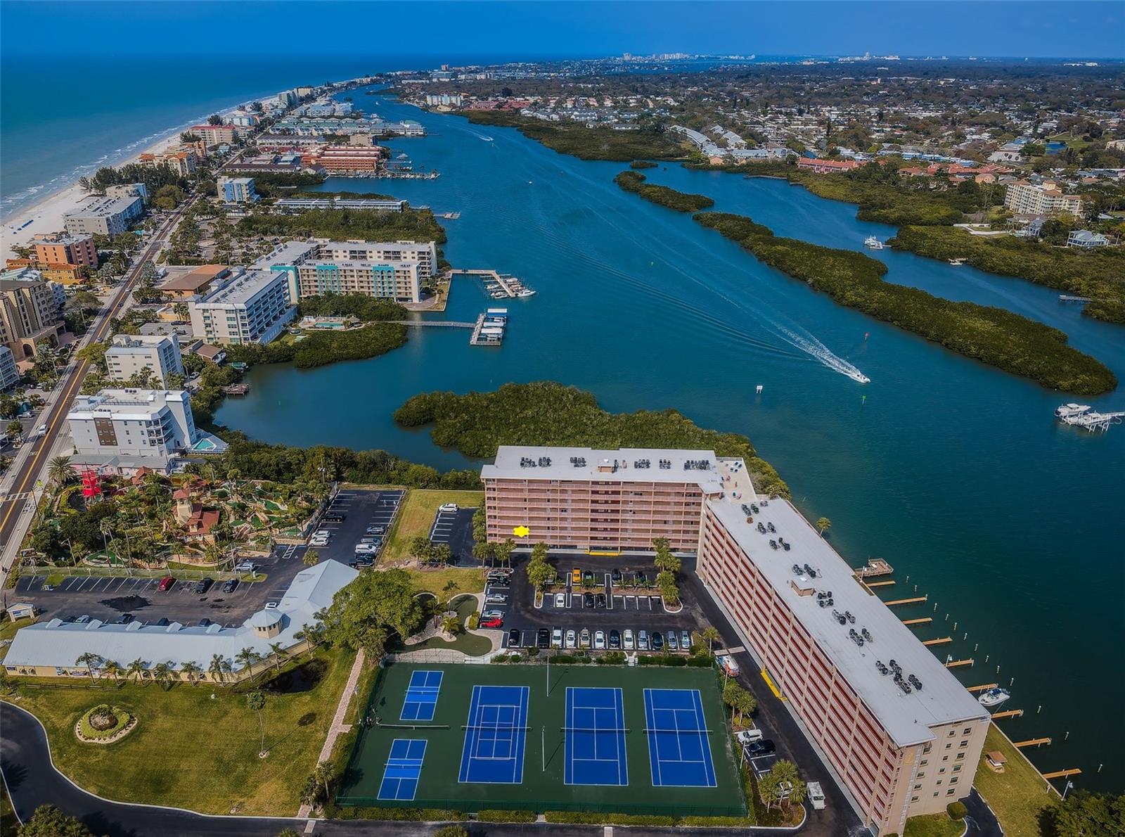 .. Corner Unit # 301 By Yellow Star. Perfect for Elevators or Stairs. Water Views for Miles up Intracoastal Looking North..NOTE:... Miniature Golf Course to Left of Complex..