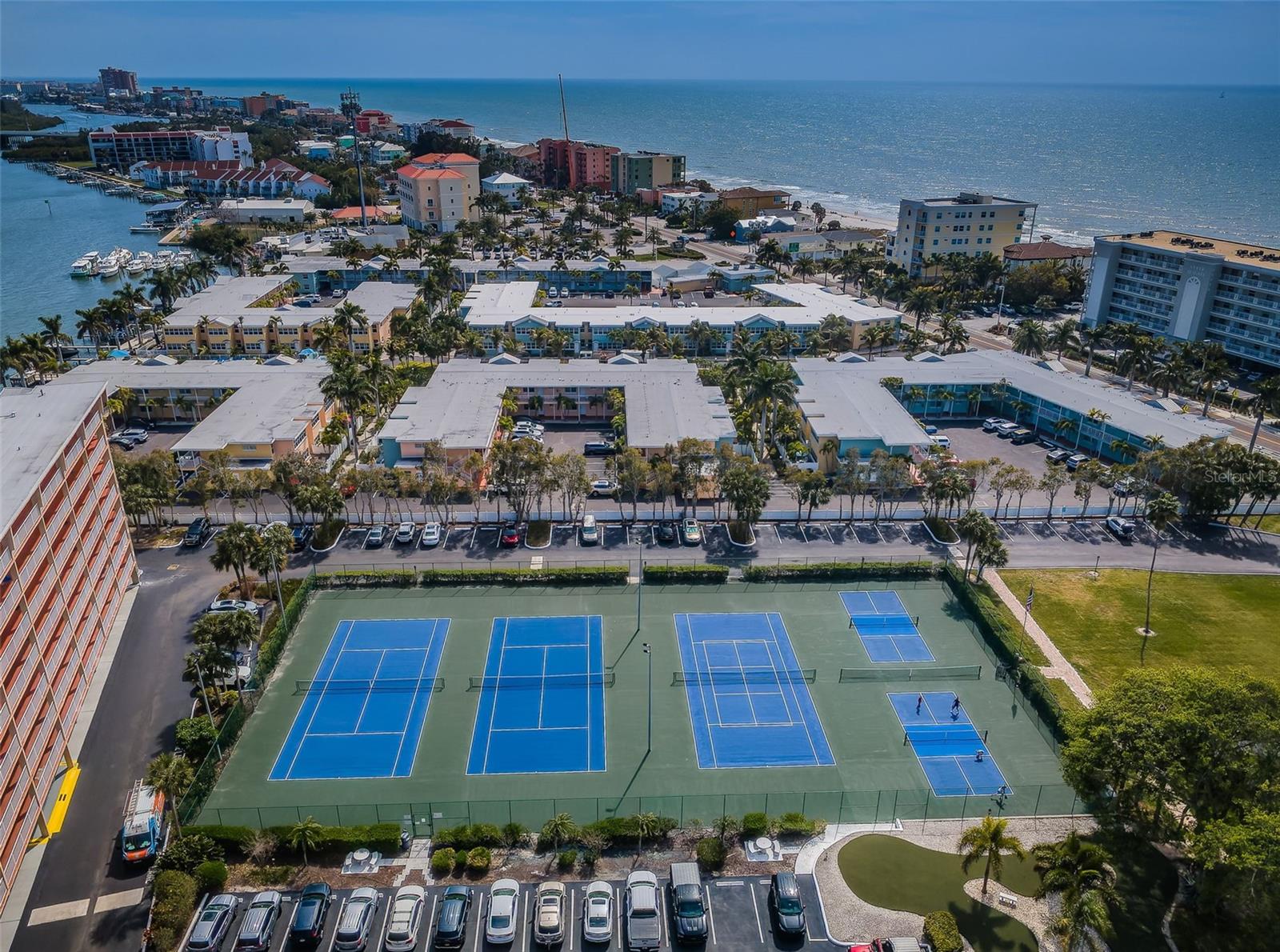 .. Aerial Of Indian Shores Looking South Over The Newly Refurbished Tennis Courts at BSY&Tennis Club. NOTE: Pickle Ball Courts.