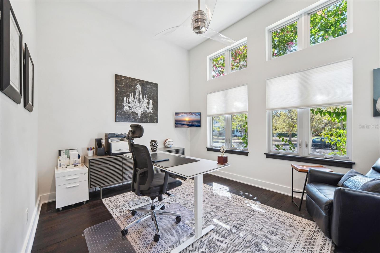 The home office offers natural light and first floor access.