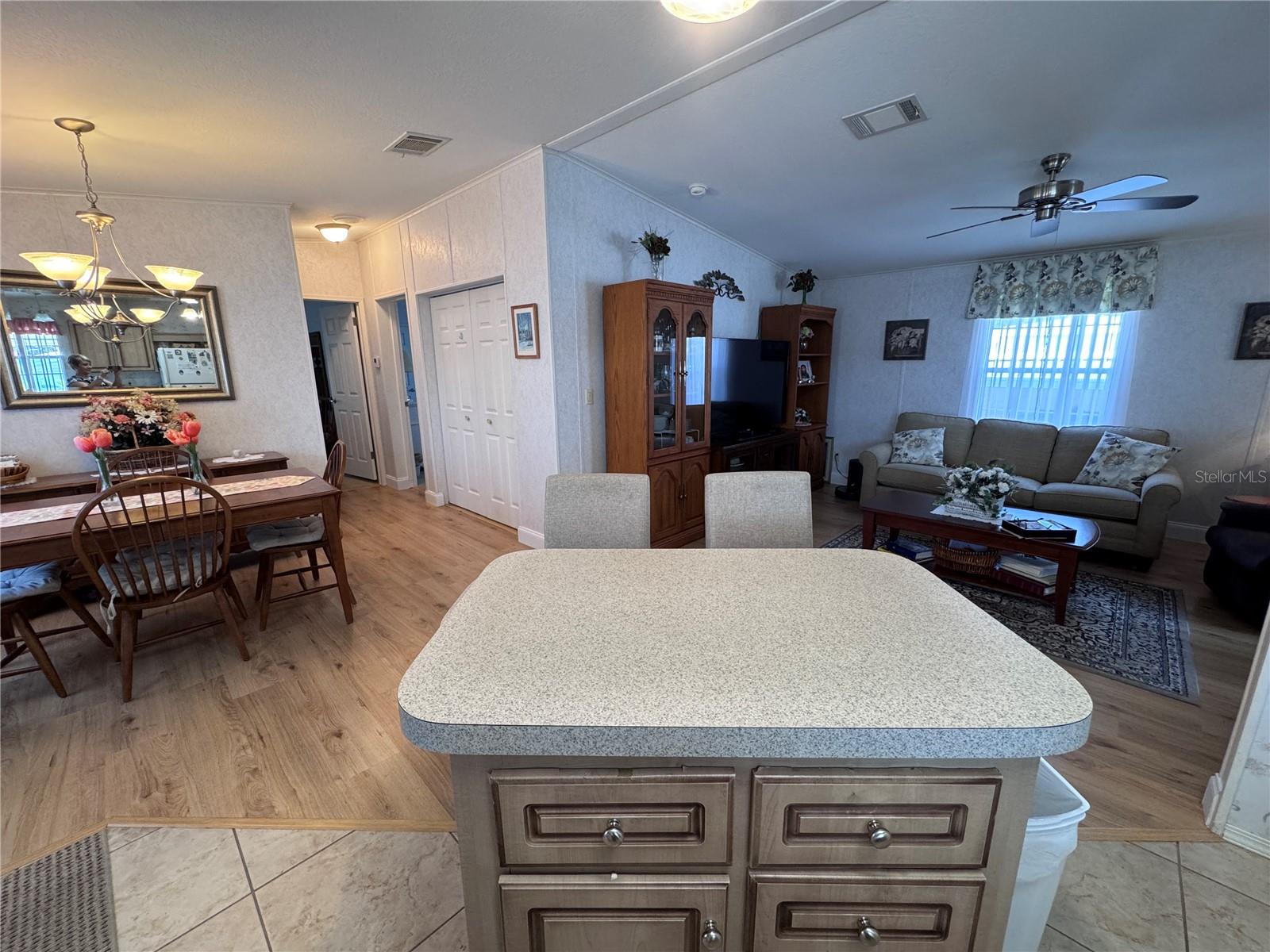 Open floor plan view from the kitchen.