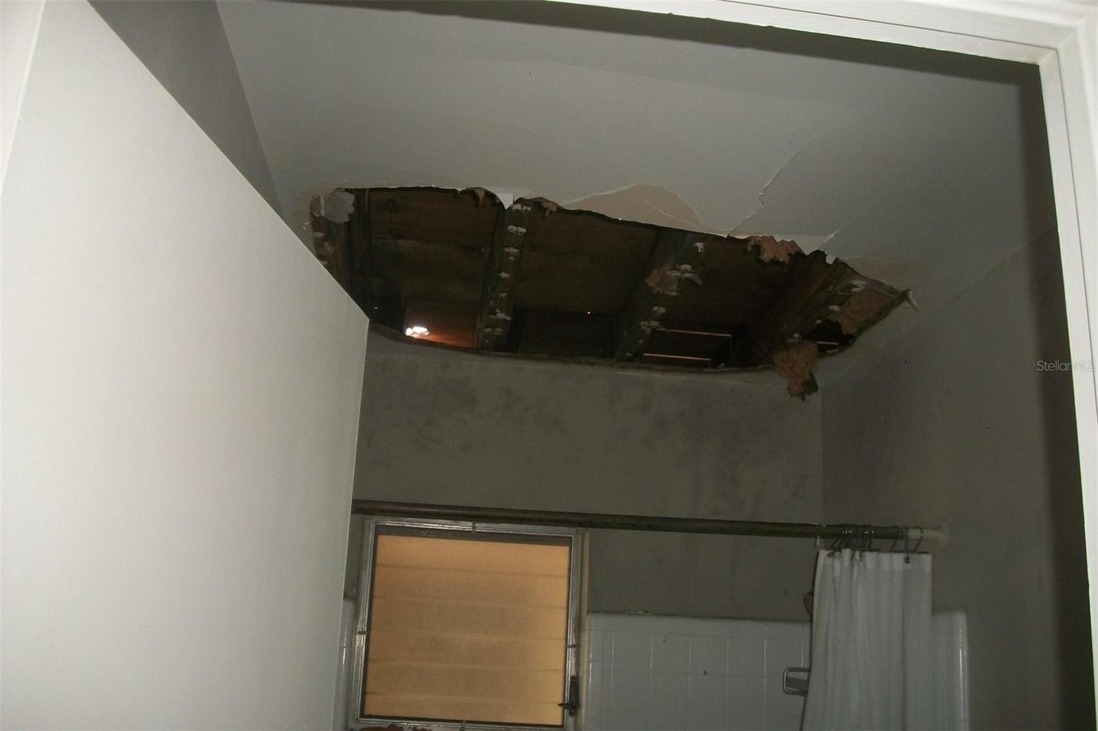 One of the bathrooms damage