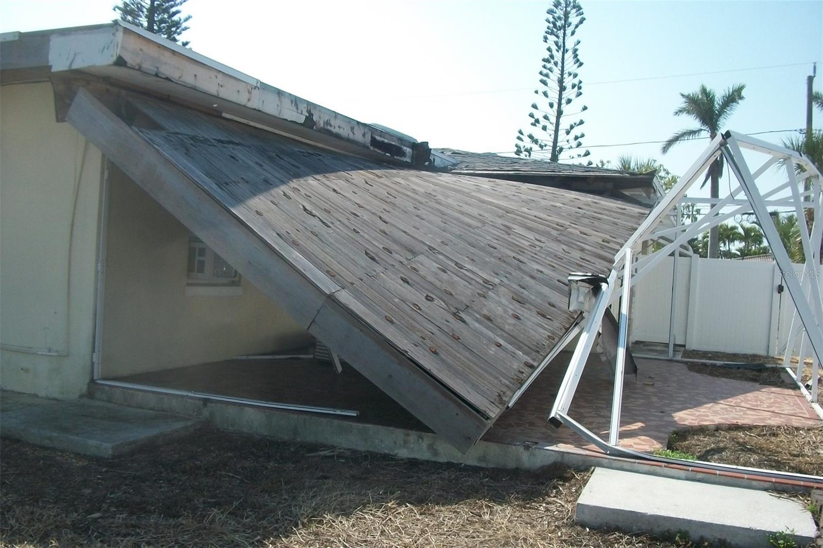 Back Yard what was covered patio damage