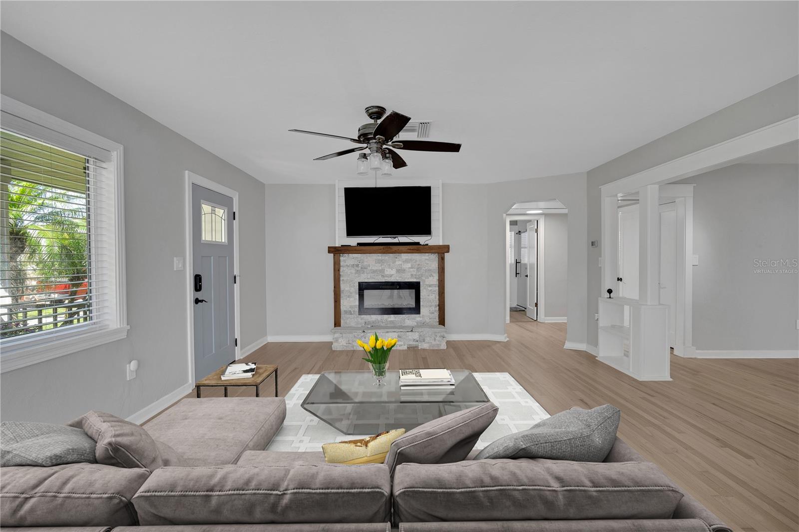 Virtually staged living room