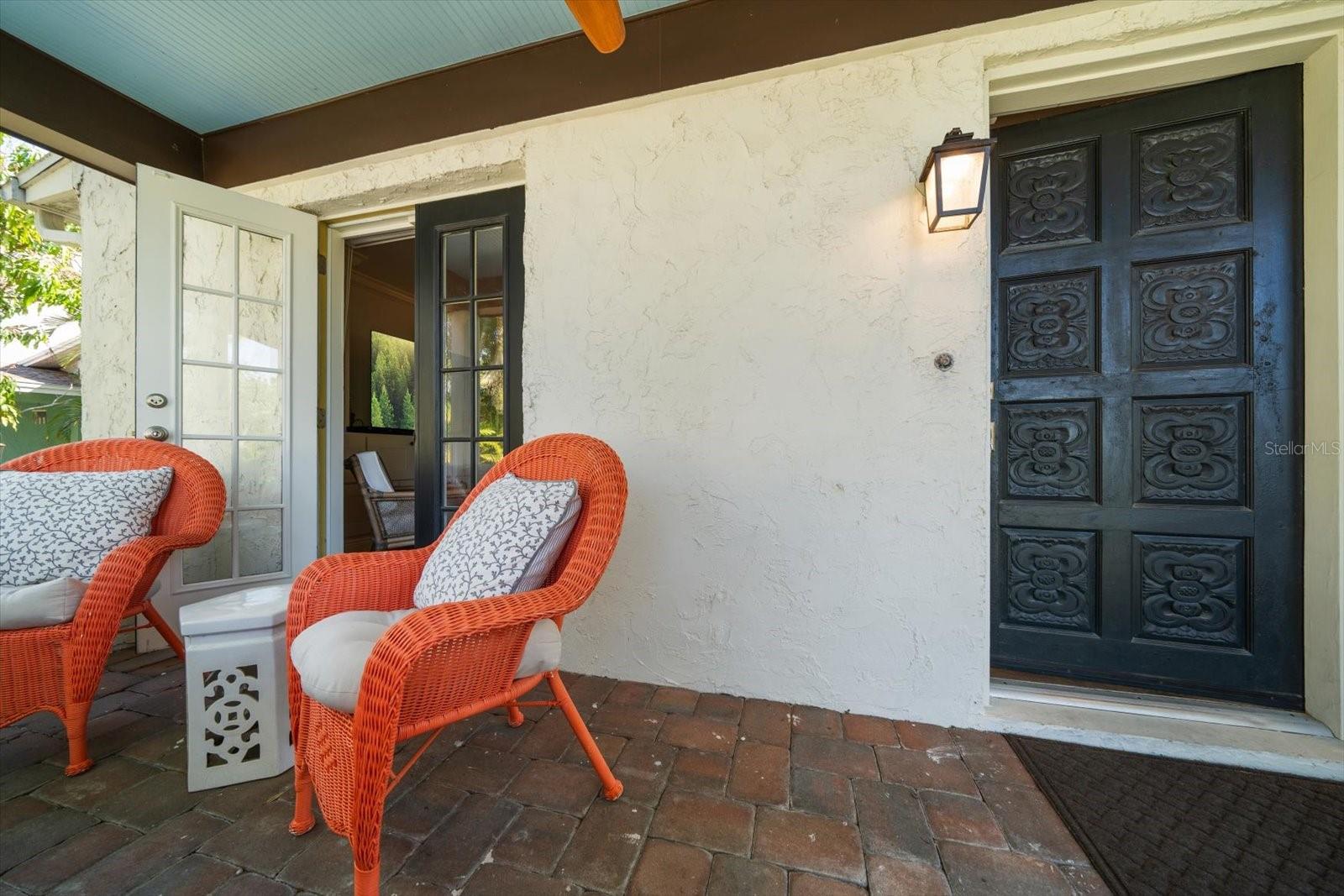 Charming Front Porch with French Doors and Westernly Exposure