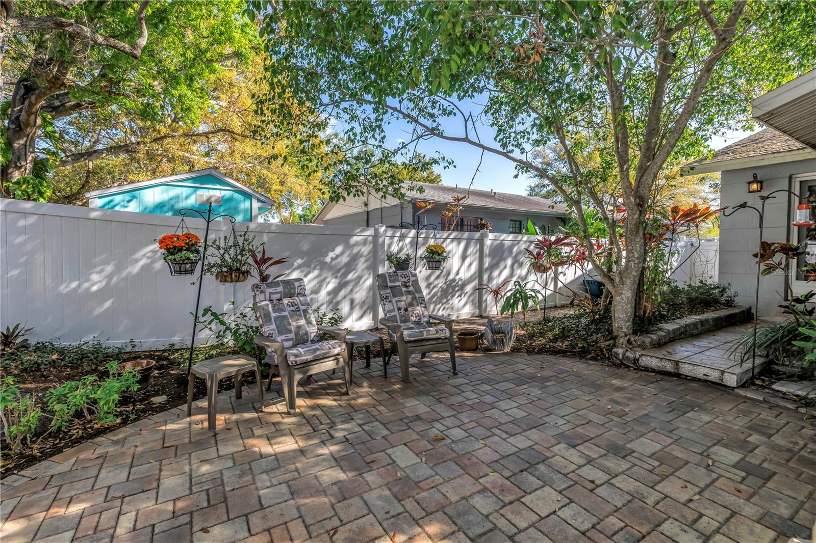 Shady Seating on the pavered Patio