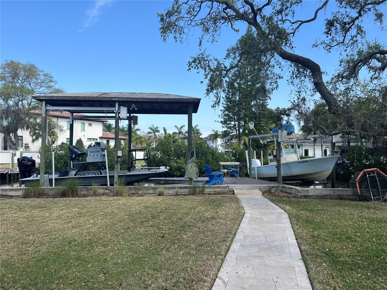 covered dock and seawall built in 2014