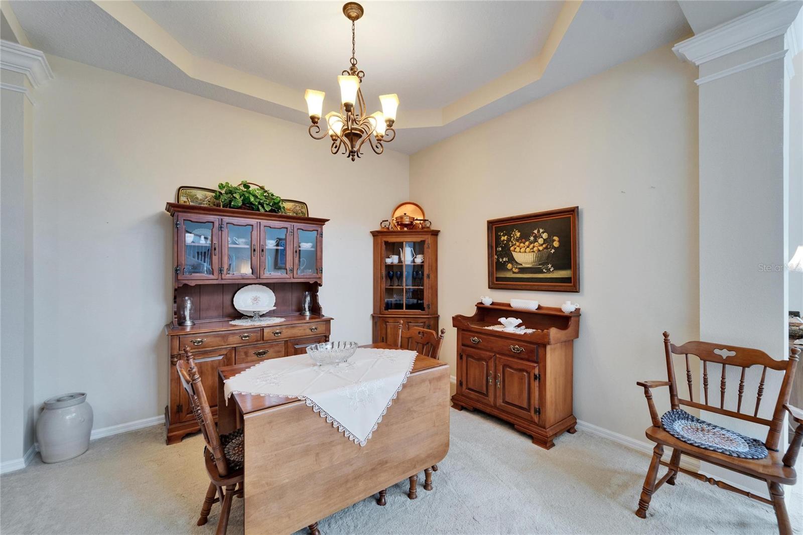 Formal Dining Room With Tray Ceiling.