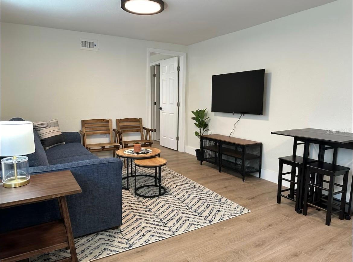 Additional Unit living room with entry to bedroom
