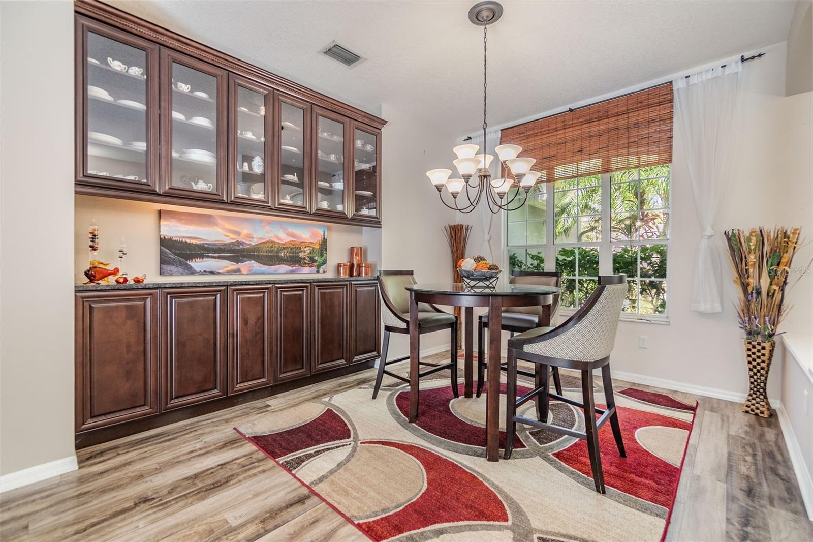 Dining Room with built in cabinetry for dishes and storage.