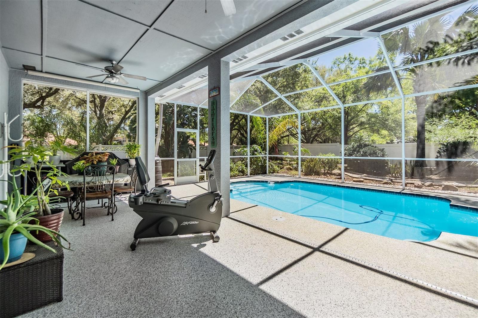 Spacious Covered area by the pool, new ceiling fans