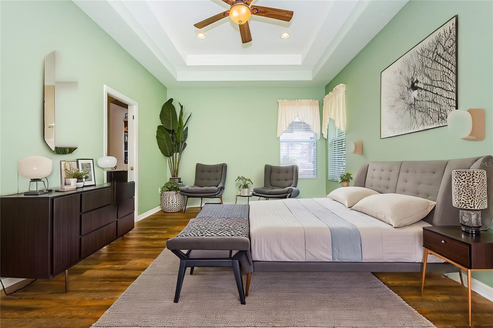 Primary Bedroom - staged