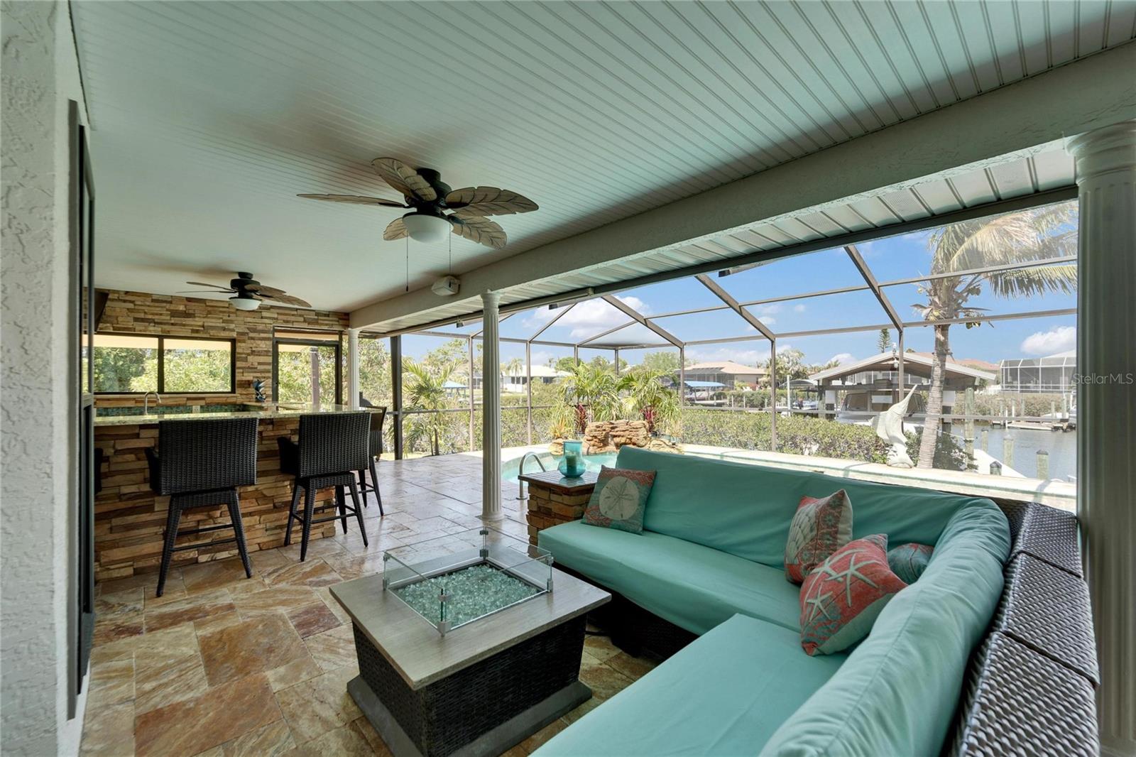 Covered Lanai and wet bar area (under roof line)