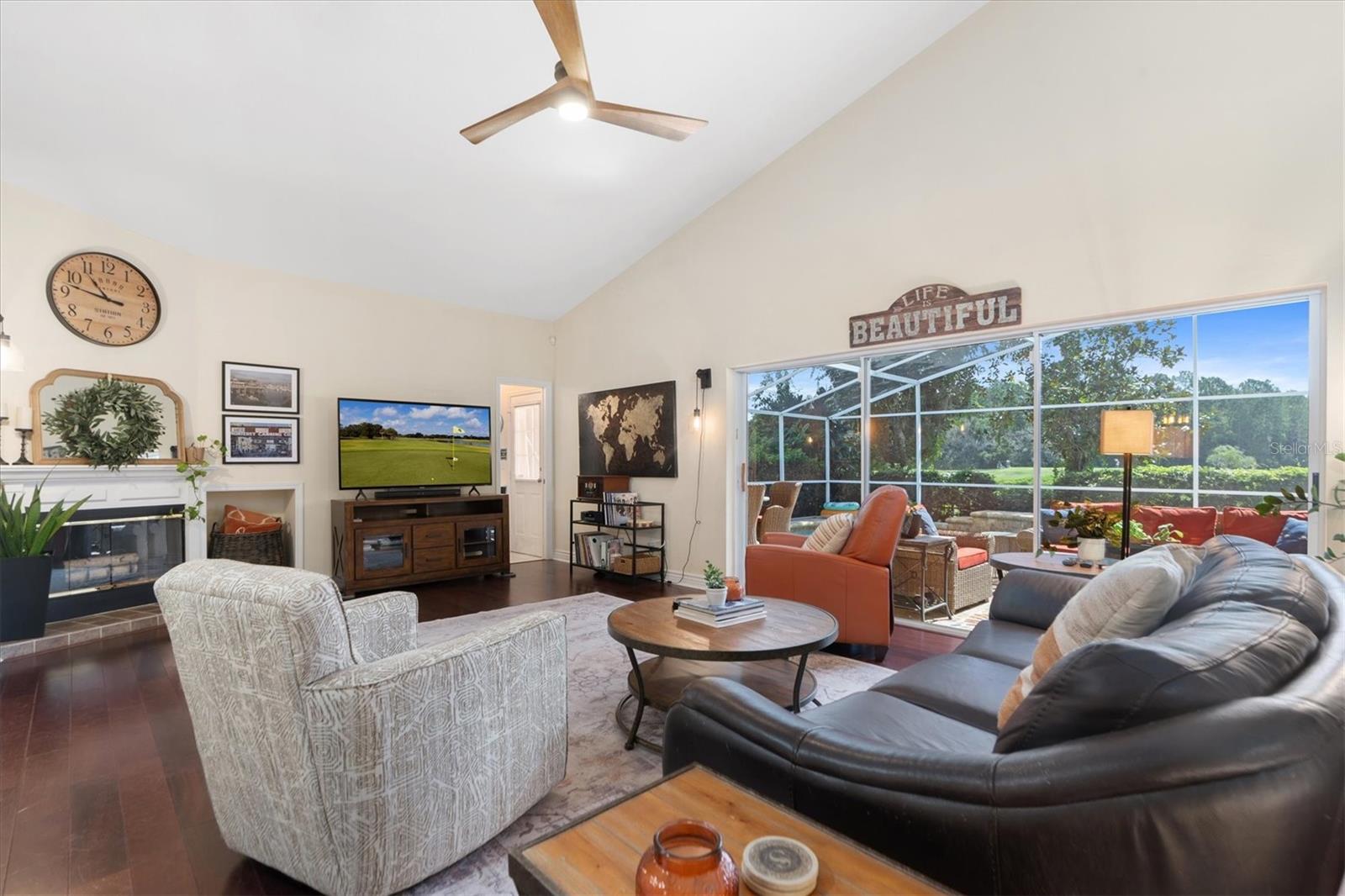 Family Room with Beautiful View to Pool and Golf Course