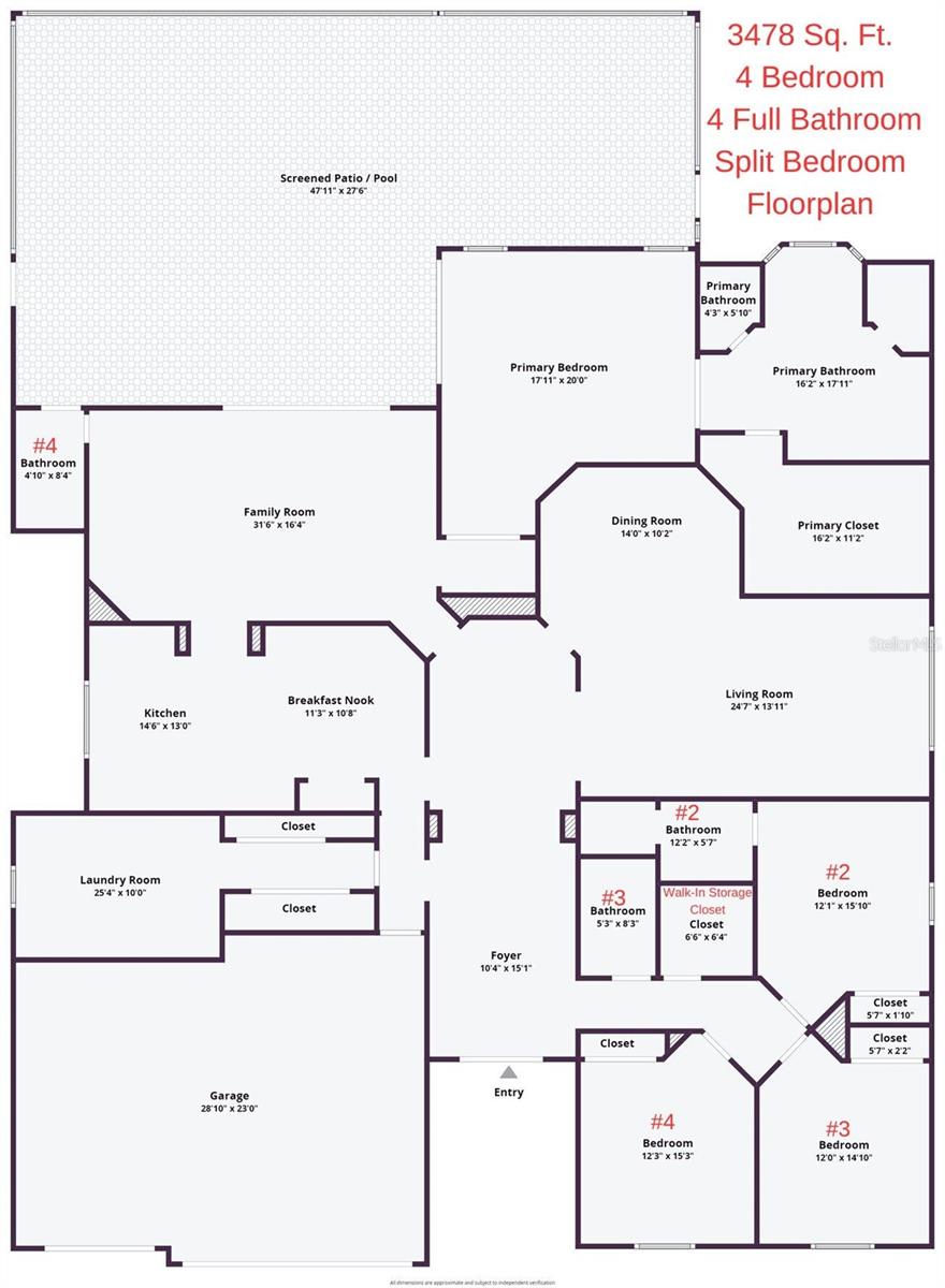 Floorplan Showing Split Bedroom Layout