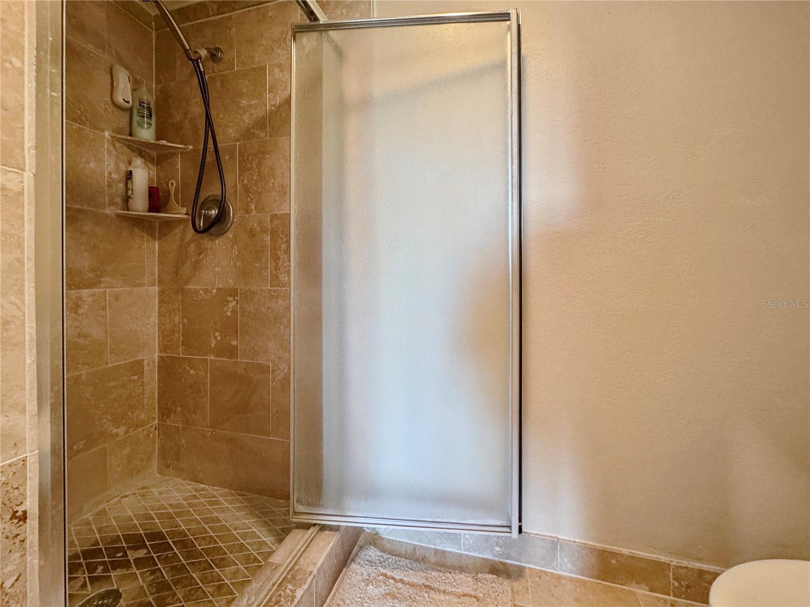 Walk-in shower in ensuite bath