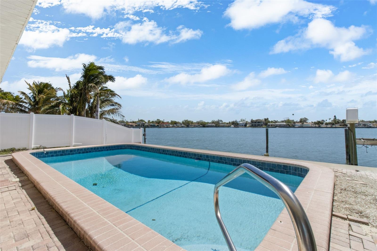 Closer look at the nice pool located on this waterfront lot