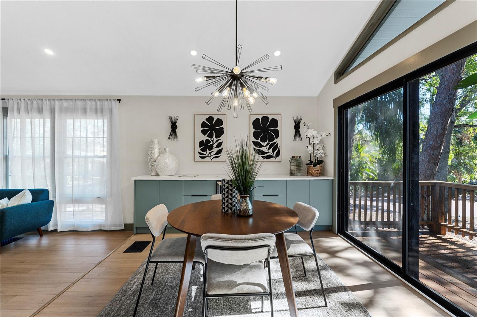 Breakfast Nook with Built in Cabinets and Beverage Fridge