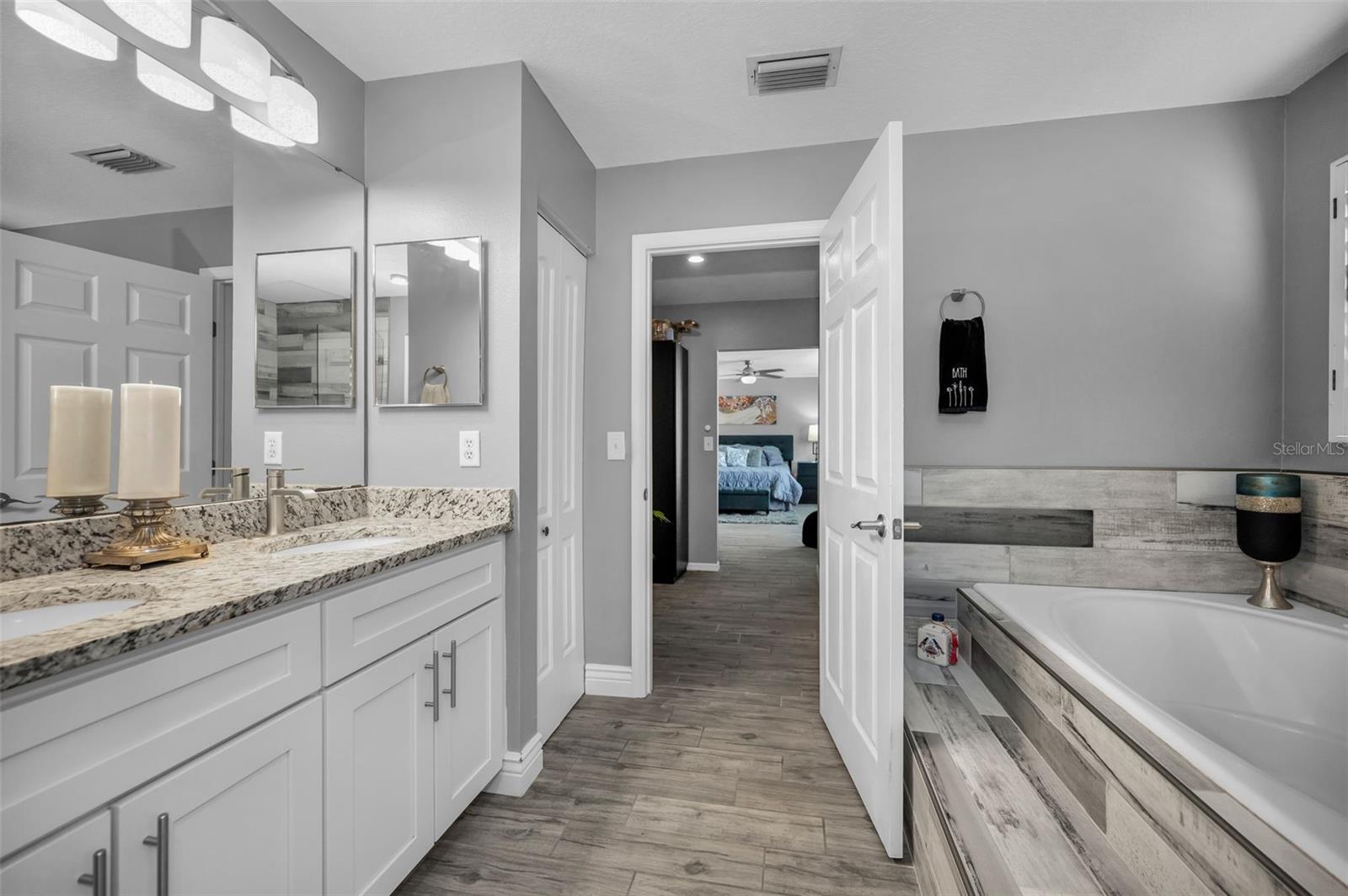 Master tub and double vanities