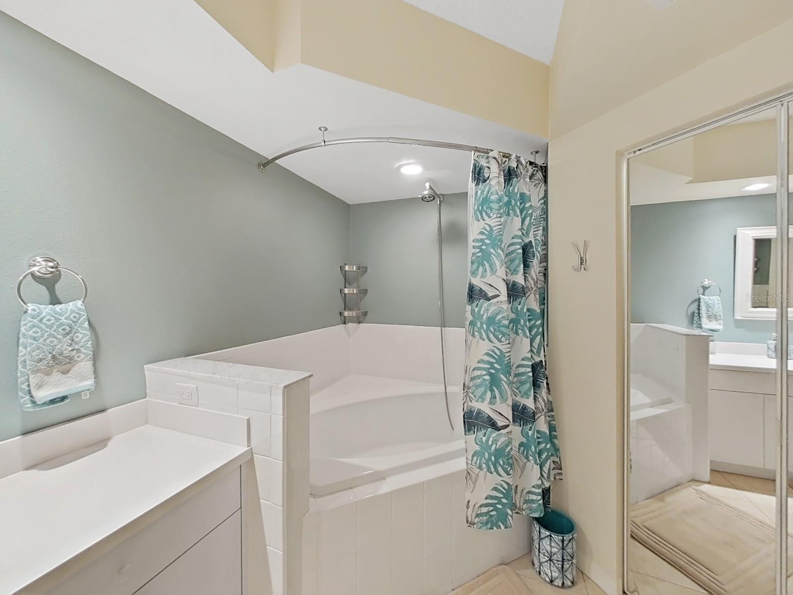 Garden tub also has shower feature