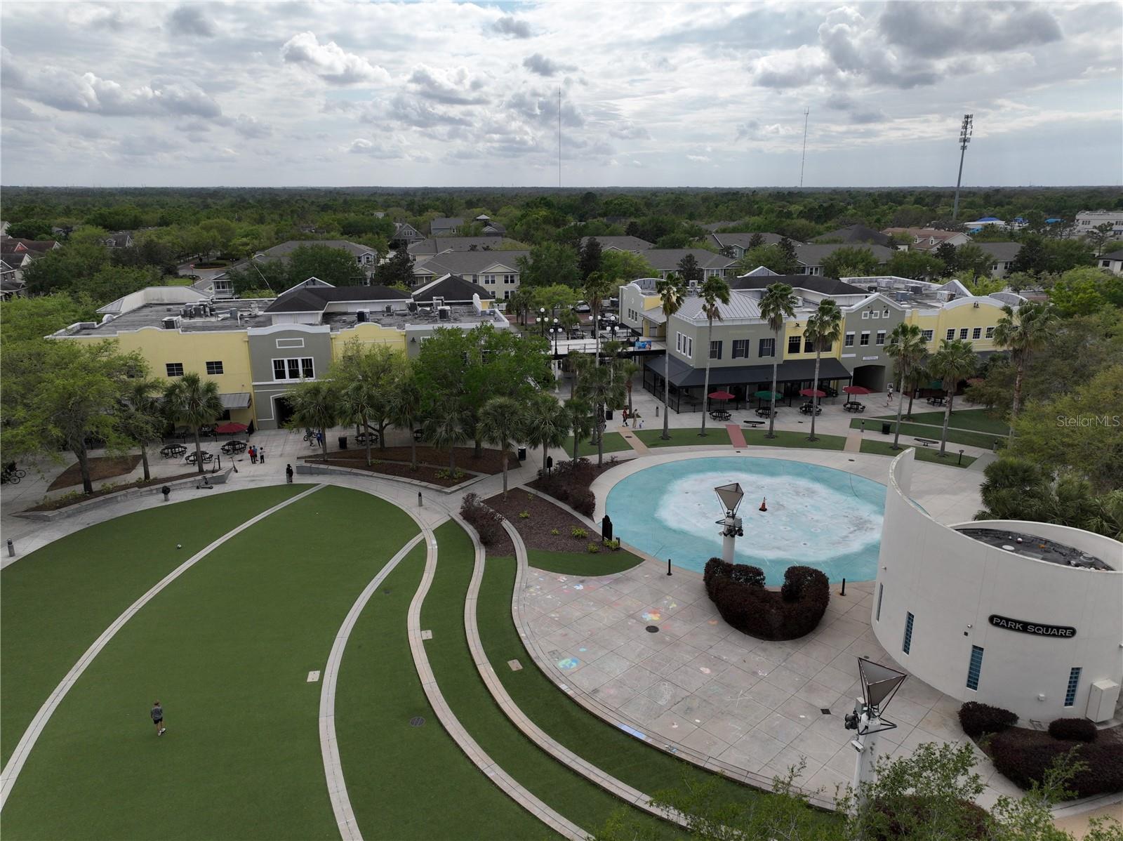 Park Square Businesses, Restaurants, Splash Pad, bathrooms and greens