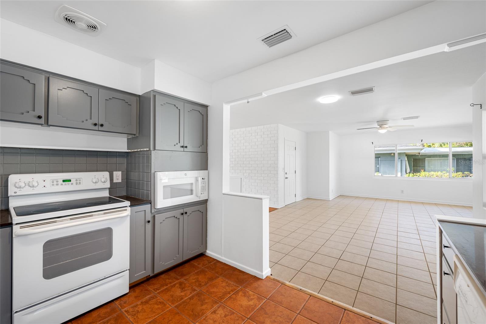 Neutral Colors, plenty of counter & cabinet space