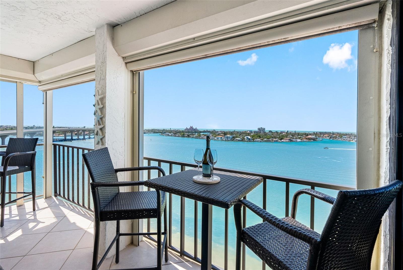 Postcard-perfect views of the Intracoastal Waterway, Don Cesar, and endless Gulf waters.