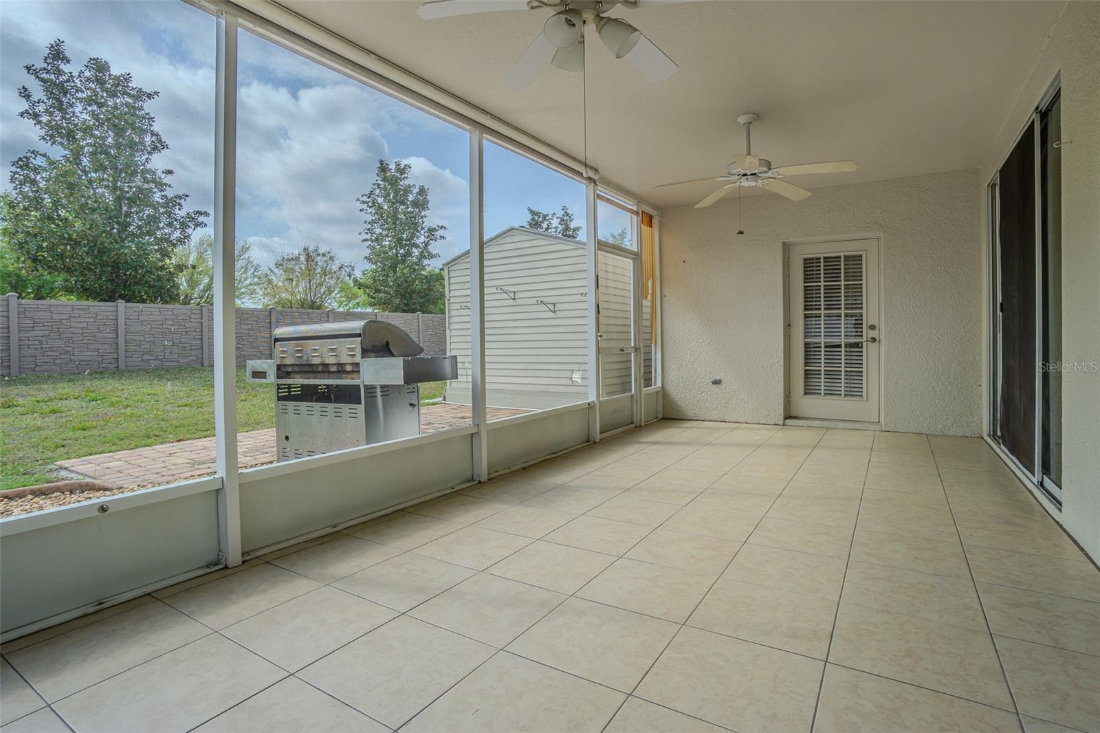 tiled, screened porch