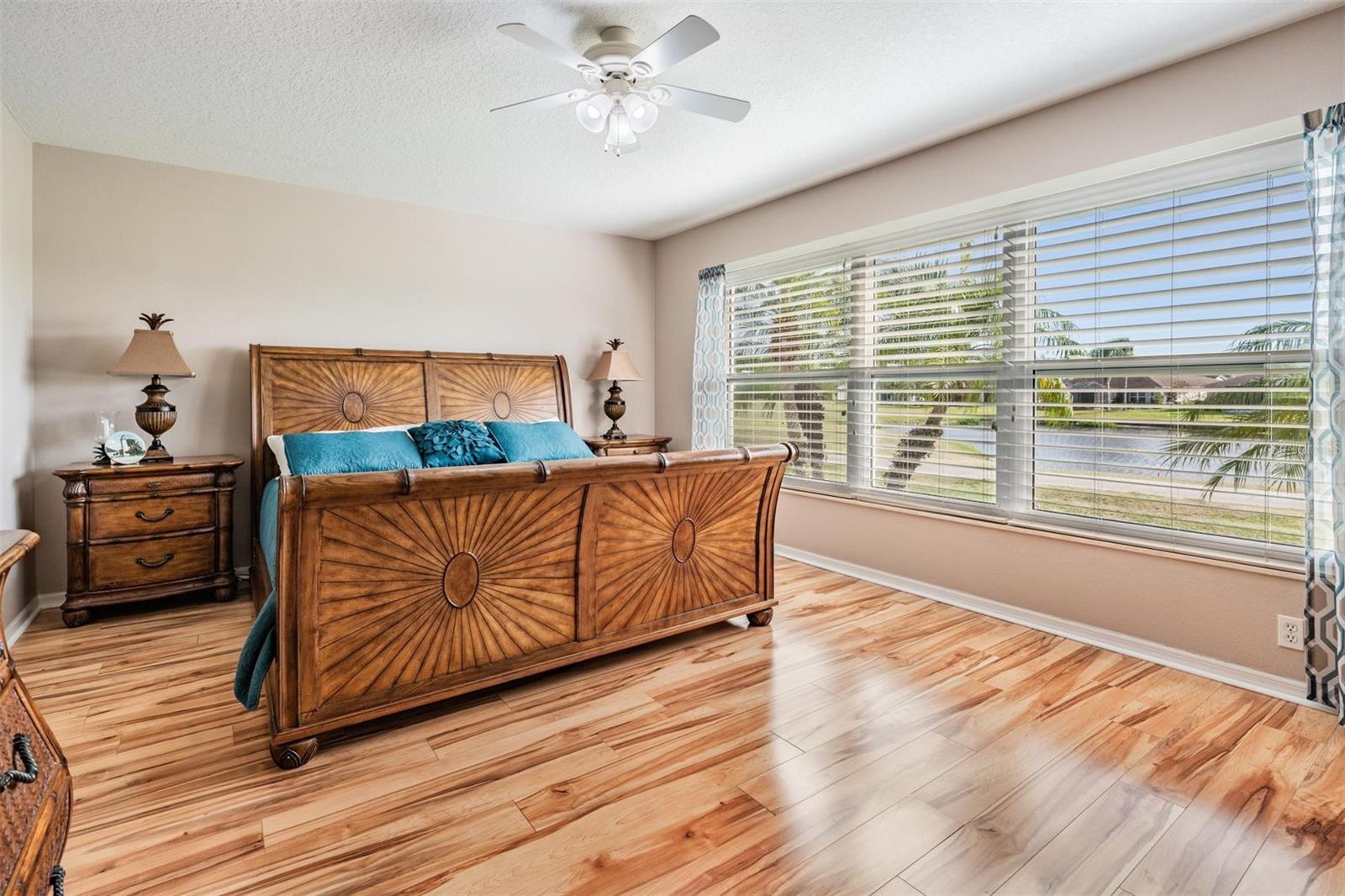 Master bedroom with fantastic pond view