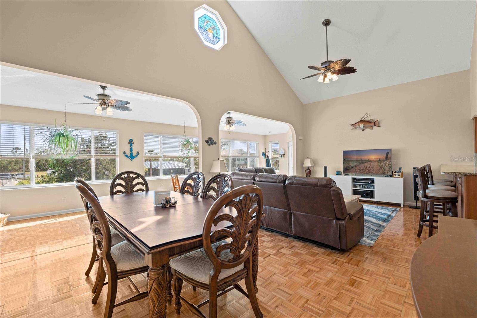 Great Room with 17' Vaulted Ceiling