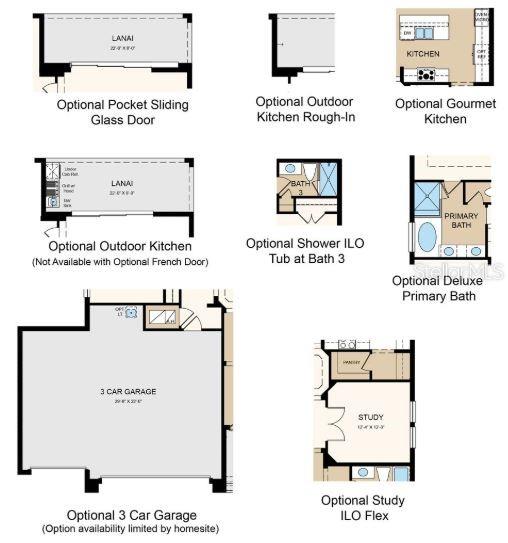 Structural options added include: Gourmet kitchen, pocket sliding doors at gathering room, shower at secondary bath, tray ceiling package, 8' interior doors, and outdoor kitchen rough-in.