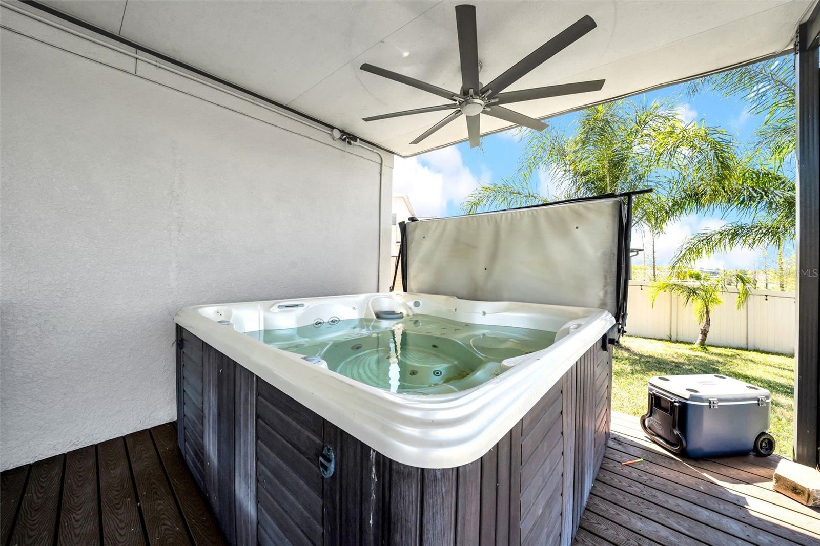 Back Deck with hot tub