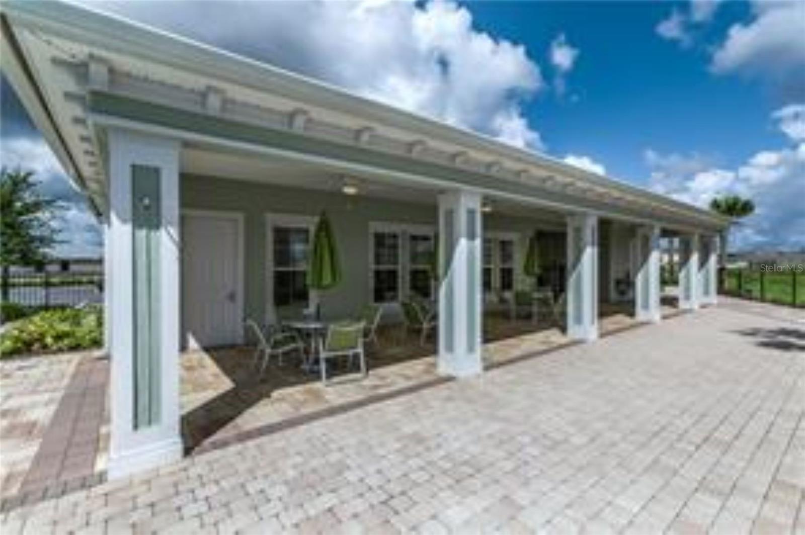 Back of clubhouse. Pool deck
