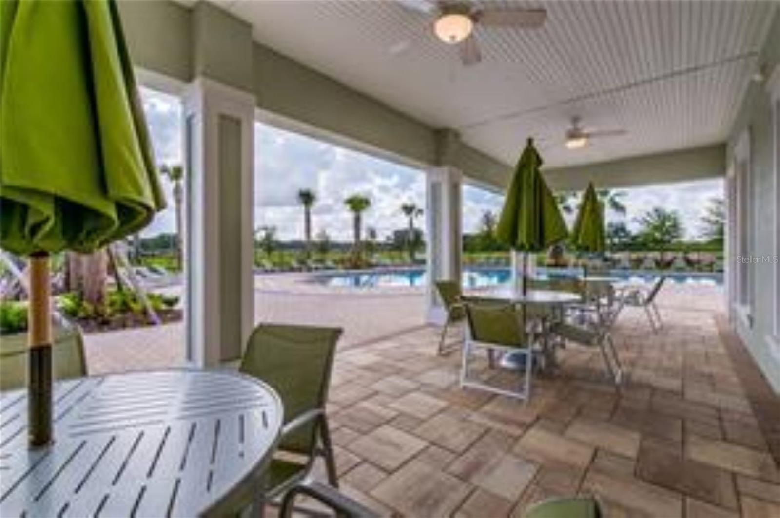 Back of clubhouse. Pool deck