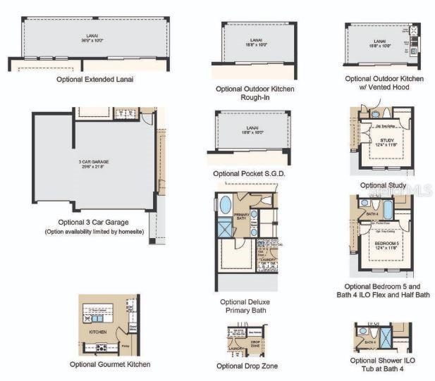 Structural options added include: Gourmet kitchen, study in place of flex, pocket sliding glass door at gathering room, tray ceilings at foyer, study, and primary suite, 8' interior doors, shower and garden tub at primary bath, and outdoor kitchen rough-in.