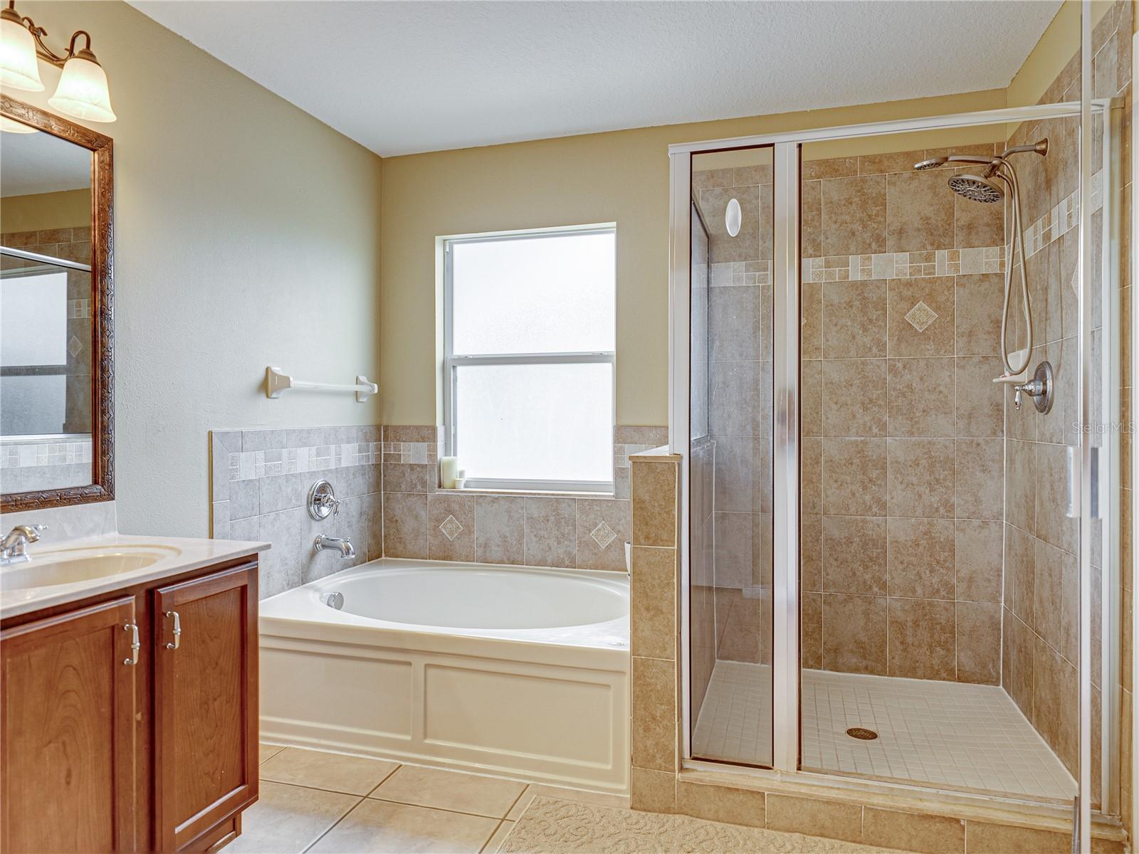 Primary soaking tub and shower