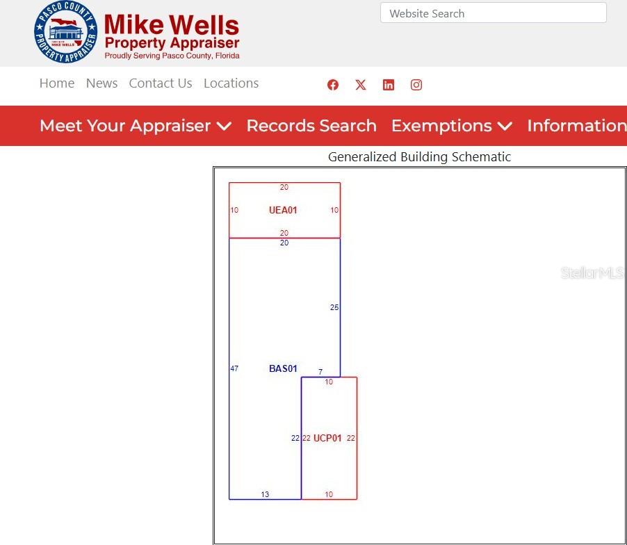 Property Appraisers sketch showing additional sq. footage