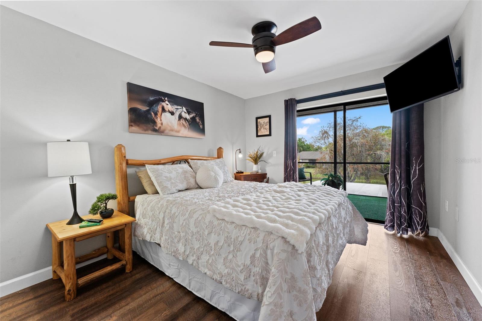 Bedroom two with pond and nature views
