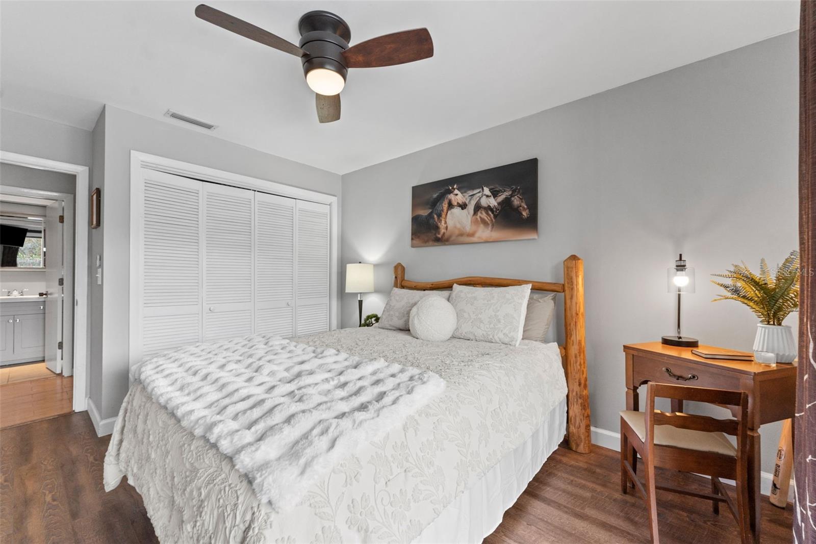 Bedroom two with pond and nature views