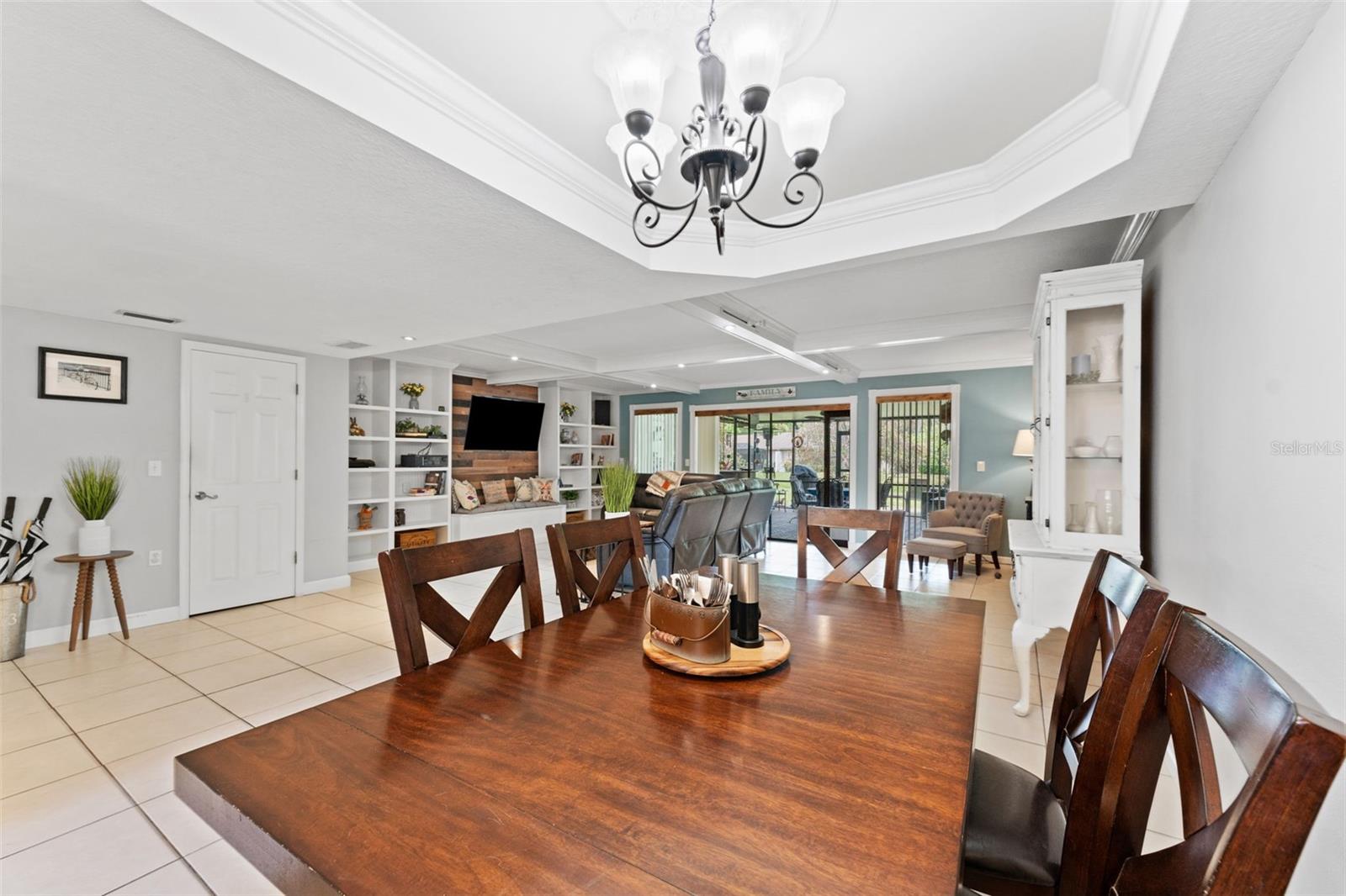 Dining space with open concept living area